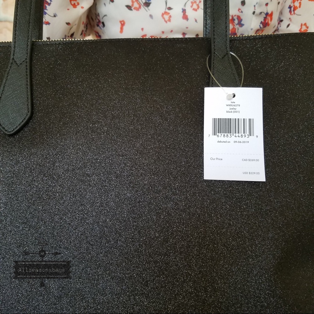 Kate spade LARGE joeley glitter TOTE black Bag NEW - Picture 4 of 8
